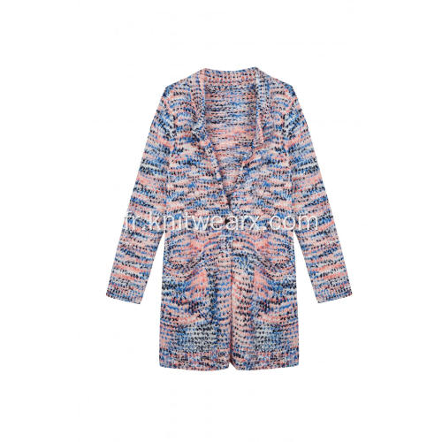 Cardigan Chunky Chunky boutonné en fil Neps tricoté pour femmes